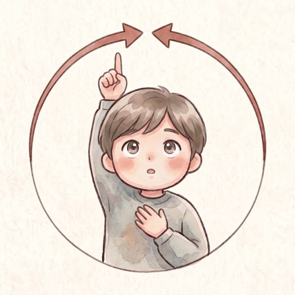 指先を目で追って、大きな円を描く