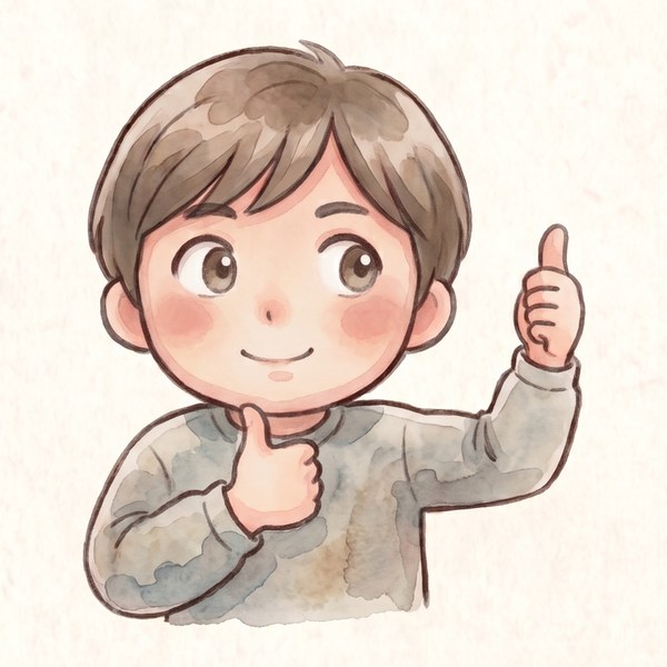 親指を目で追いかける